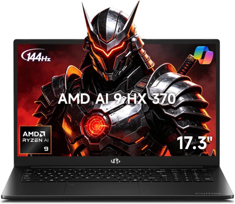 NIMO 17.3″ AI Laptop, 12 Cores AMD Ryzen AI 9 HX 370 64GB RAM 4TB SSD 